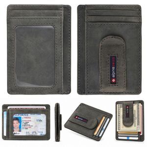 Alpine Swiss Mens RFID Safe Money Clip Wallet Minimalist ID Window Card Case FPW